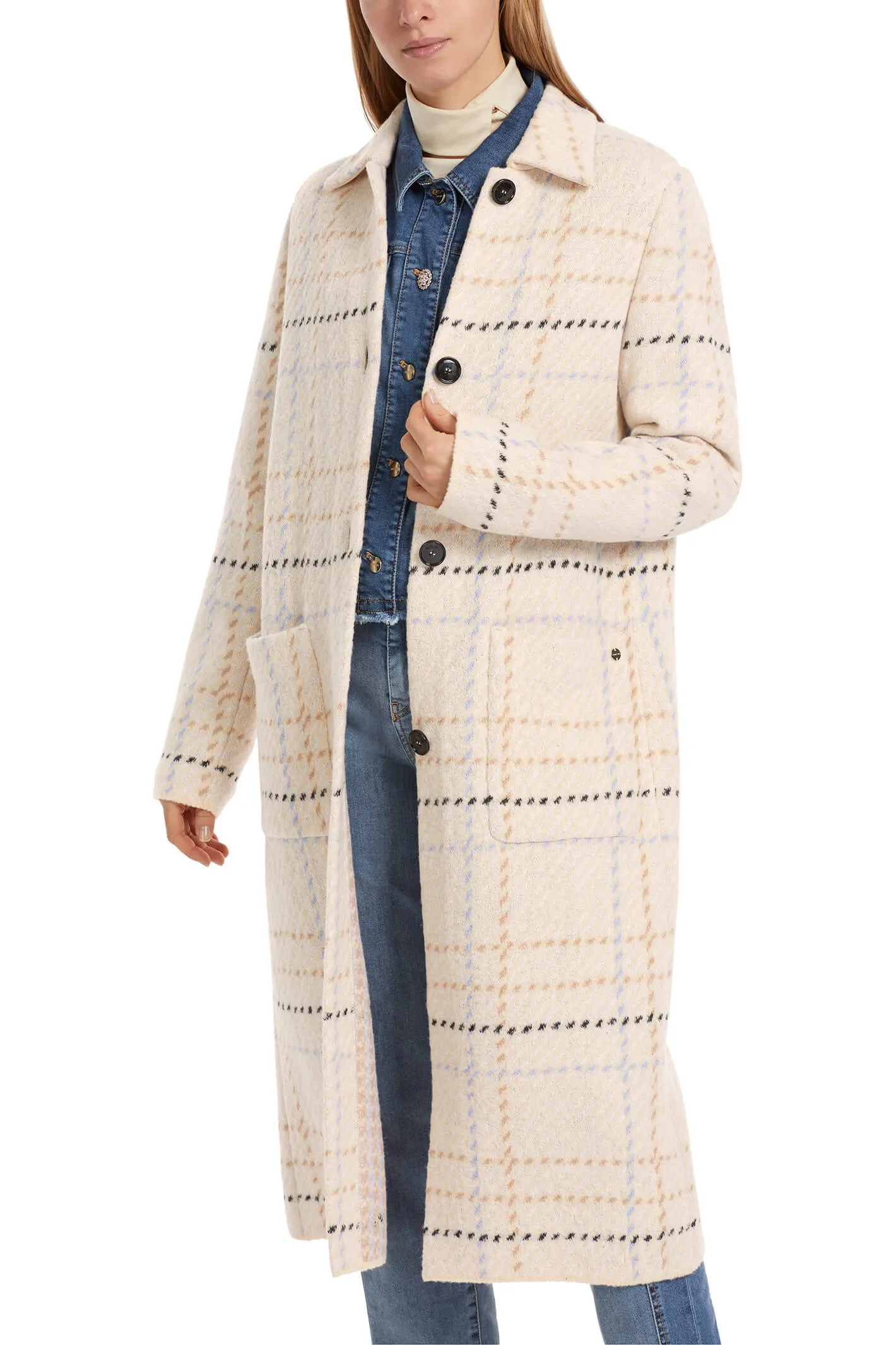 Marc Cain Collections VC 11.03 M09 132 Dark Cream Check Coat