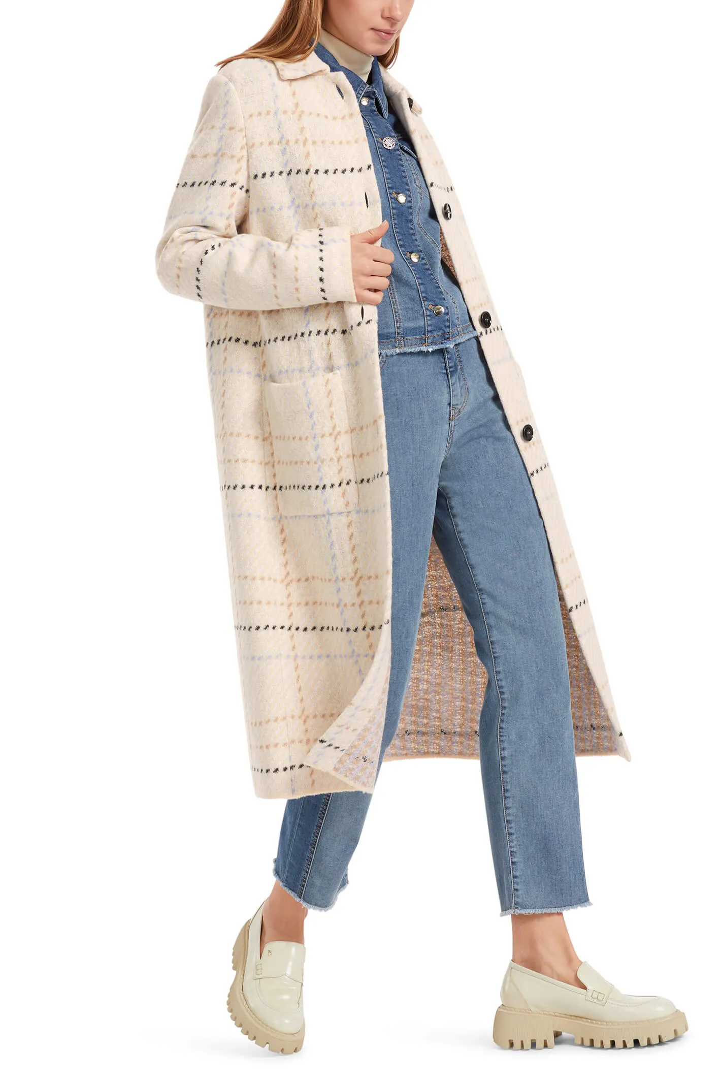 Marc Cain Collections VC 11.03 M09 132 Dark Cream Check Coat
