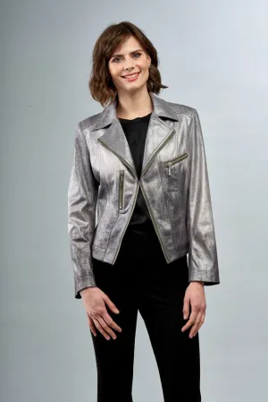 Metallic Ombre Vegan Moto Leather Jacket