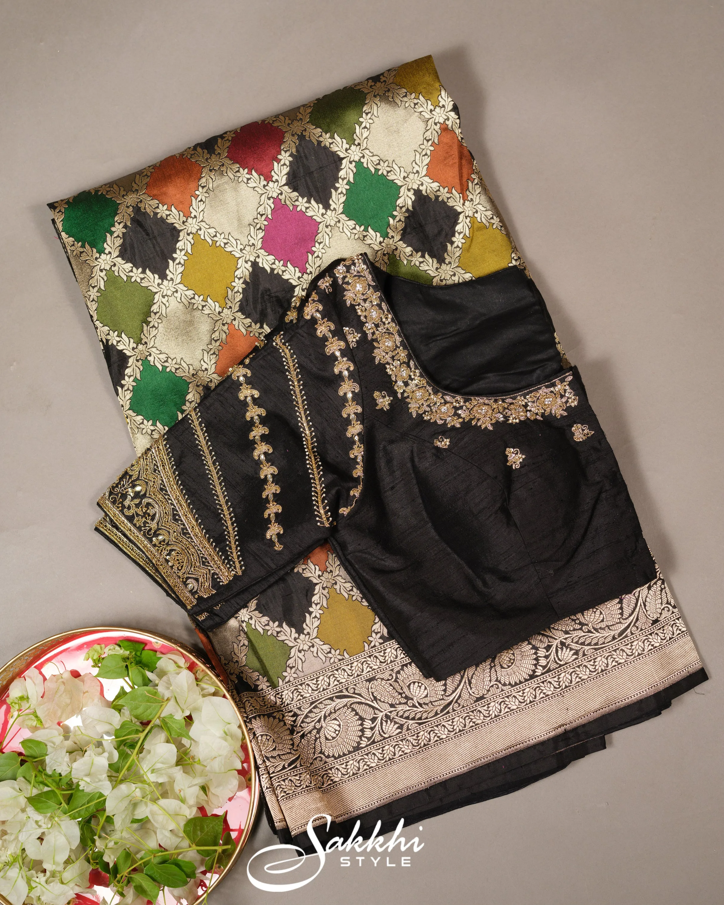 MULTICOLORED BANARASI KATAN SAREE