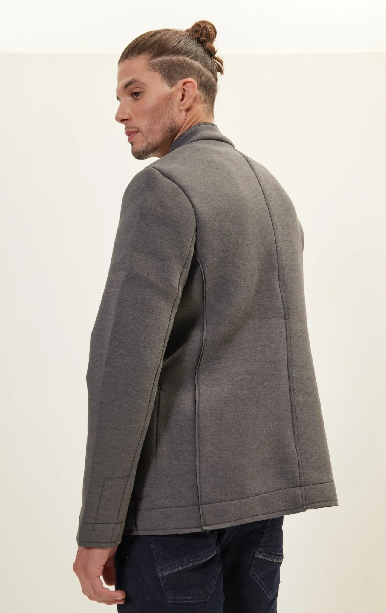 Neoprene Stand Collar Jacket - Anthracite