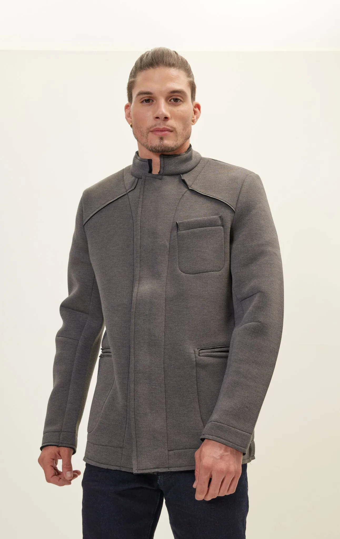 Neoprene Stand Collar Jacket - Anthracite
