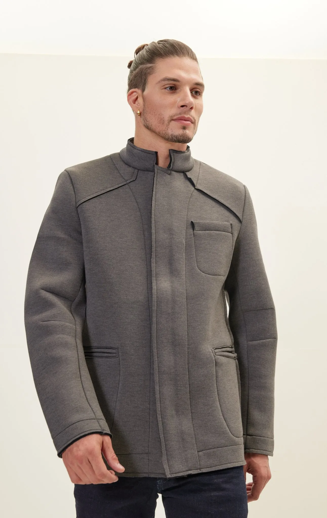 Neoprene Stand Collar Jacket - Anthracite
