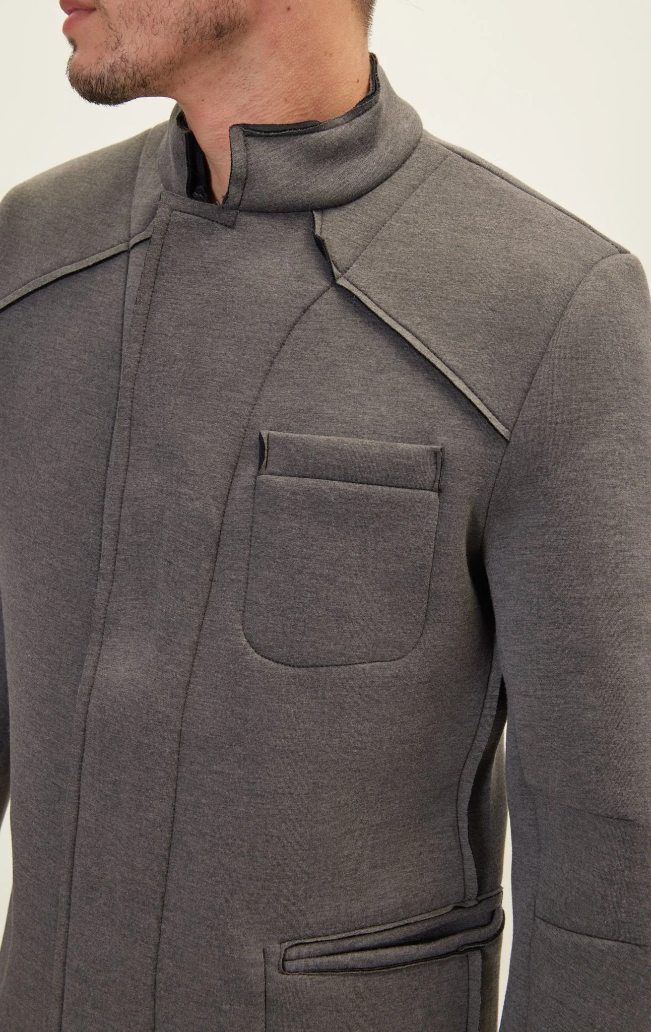 Neoprene Stand Collar Jacket - Anthracite