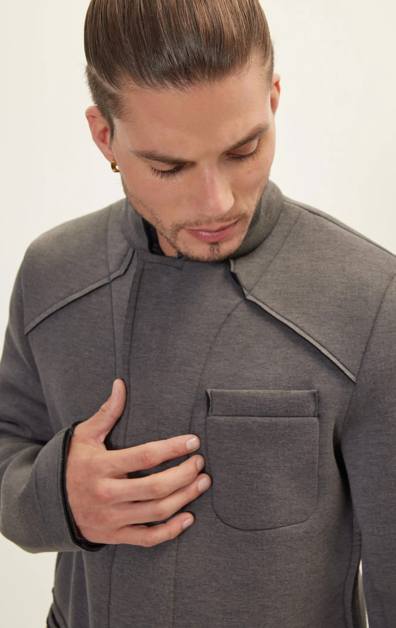 Neoprene Stand Collar Jacket - Anthracite
