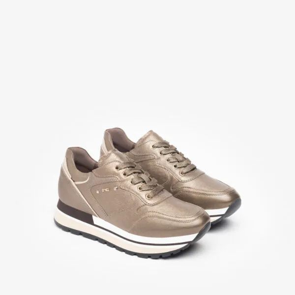 NEROGIARDINI WOMEN LEATHER SNEAKERS IN BROWN