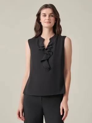 Plus Ruffle Front Blouse, Crepe de Chine