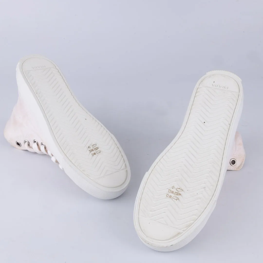 Prada Cap Toe Cloth High Top Sneakers