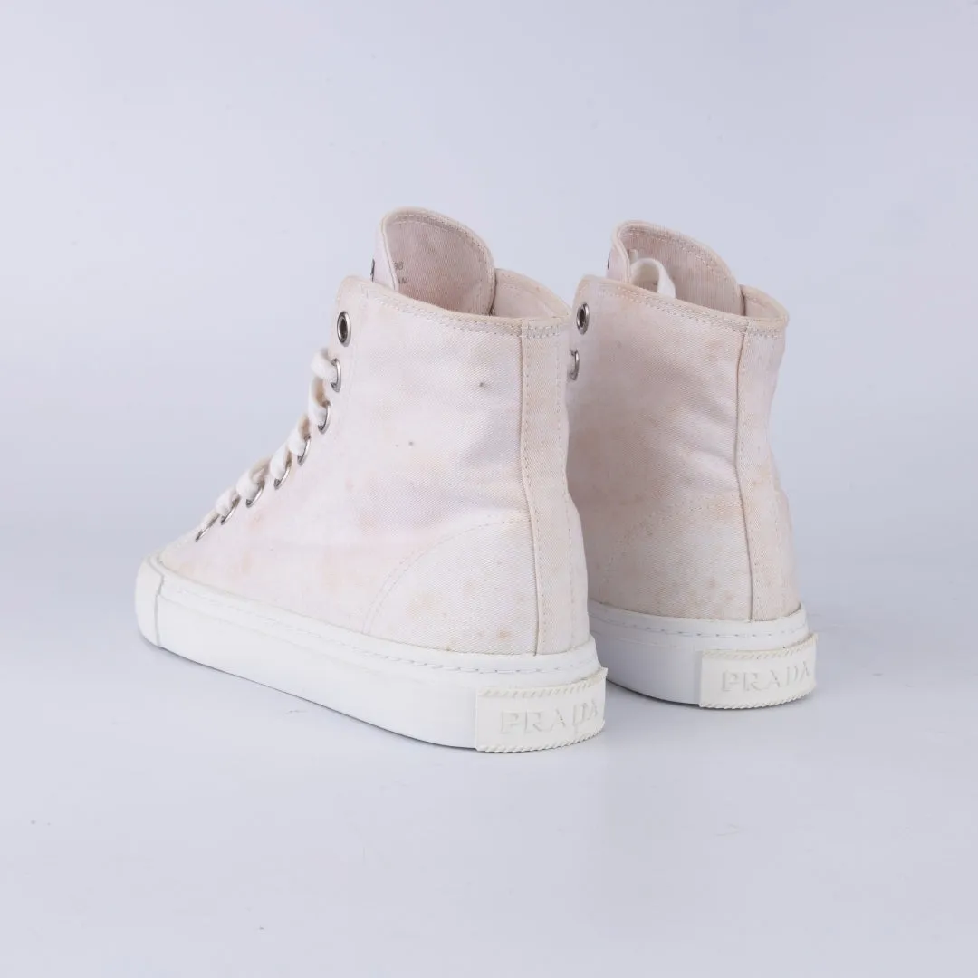 Prada Cap Toe Cloth High Top Sneakers