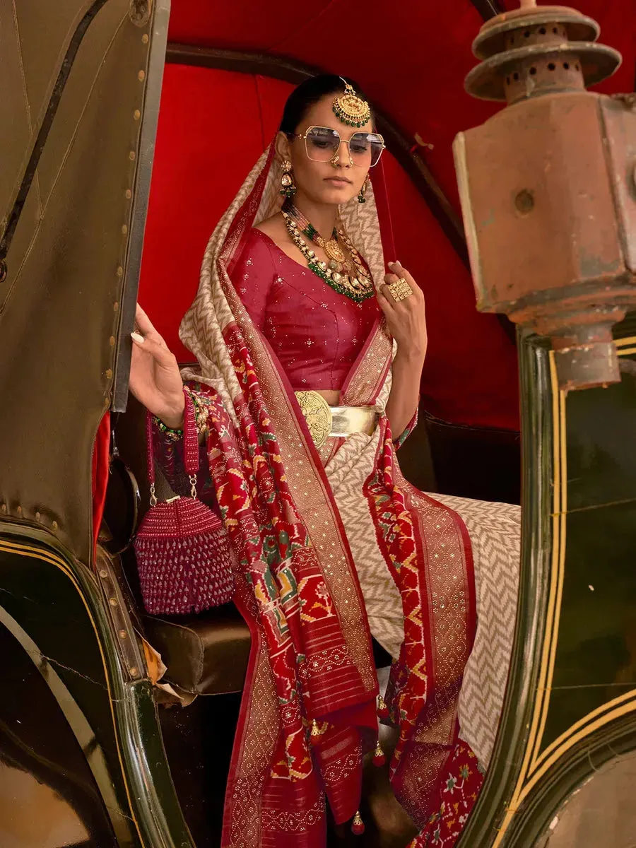 Refined Red Silk Saree with Designer Hathi Pallu