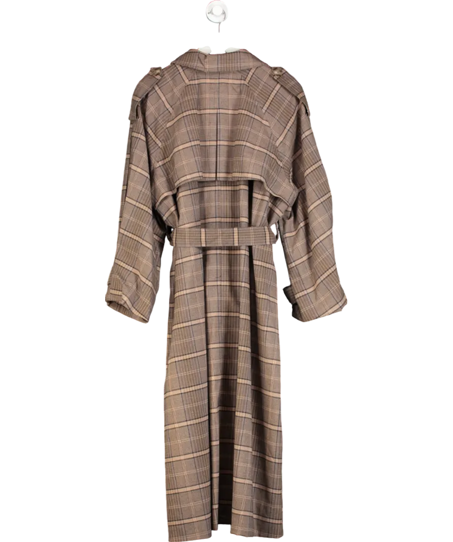 River Island Brown Check Belted Trench Coat UK L