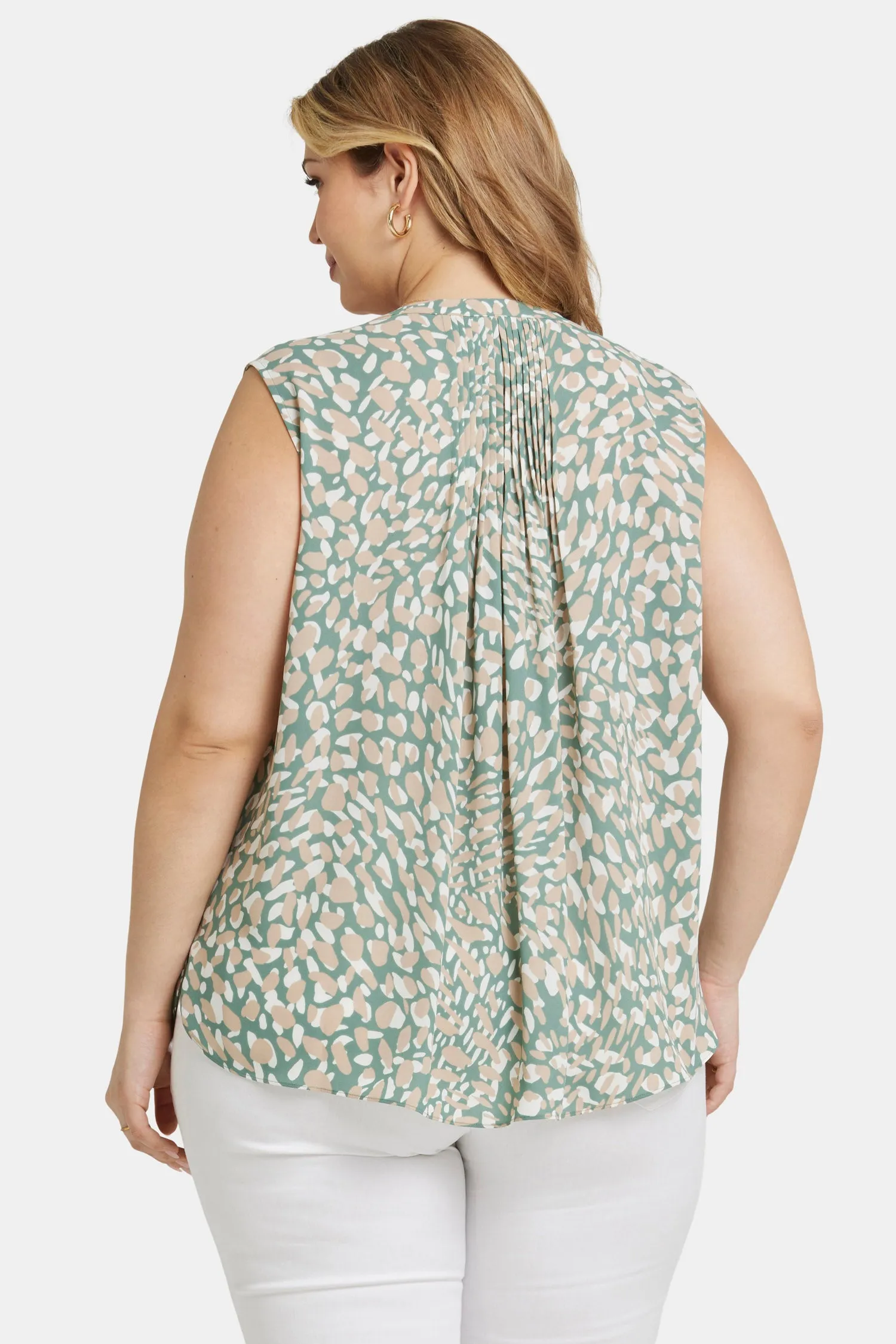 Sleeveless Pintuck Blouse In Plus Size - Endless Sea
