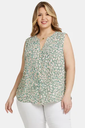 Sleeveless Pintuck Blouse In Plus Size - Endless Sea