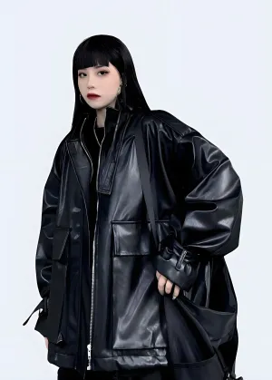 Techwear Gothic Leather Jacket
