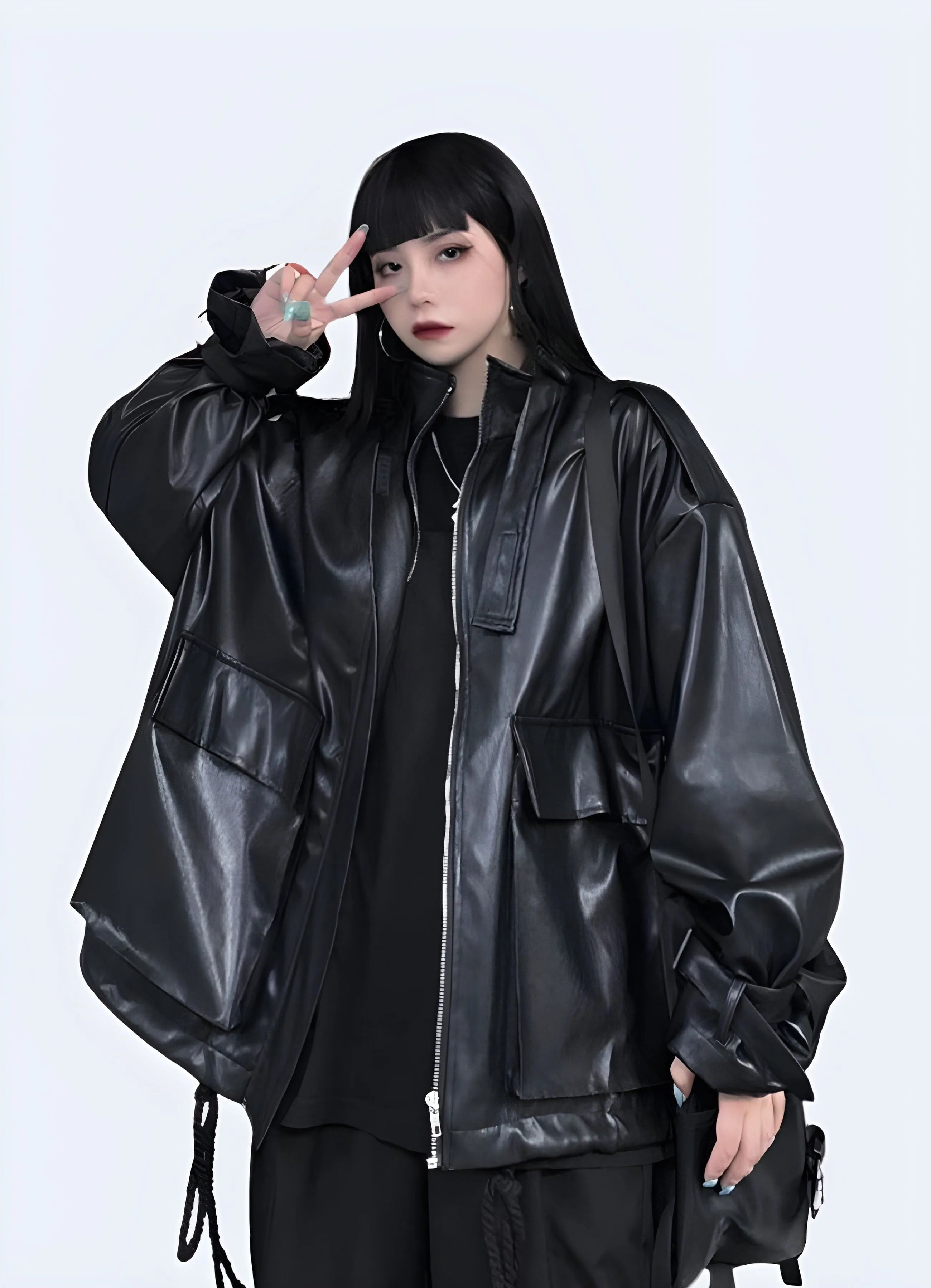 Techwear Gothic Leather Jacket