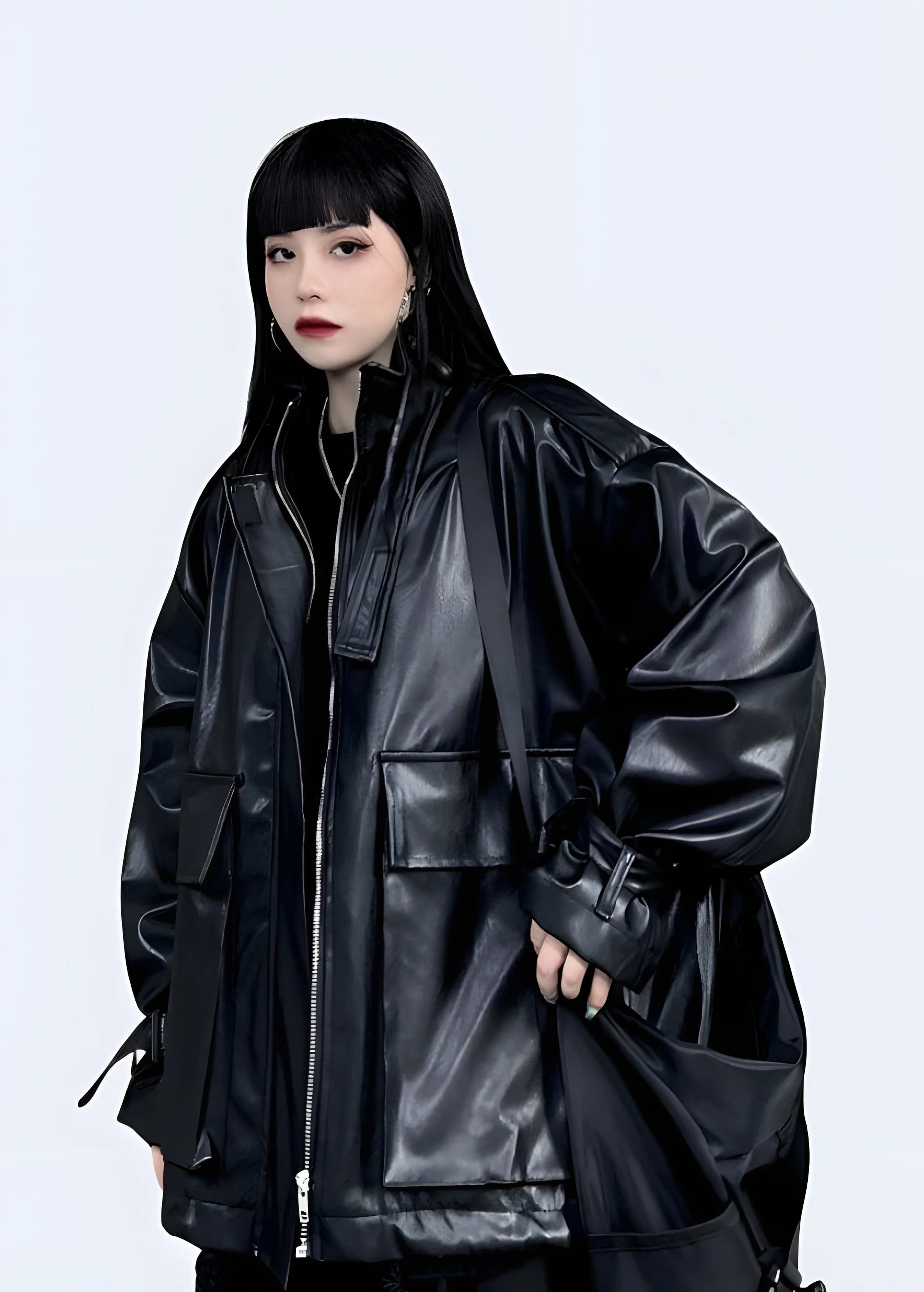 Techwear Gothic Leather Jacket