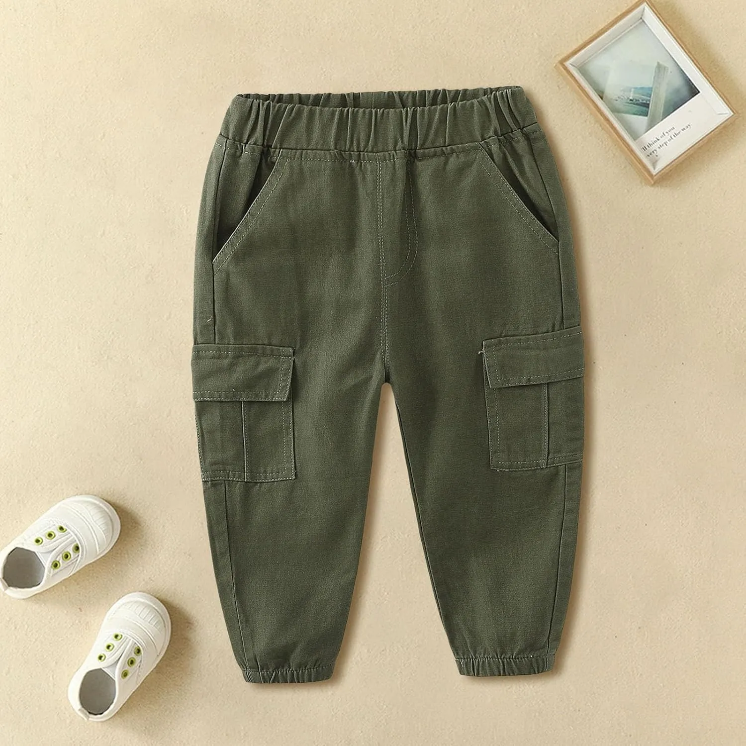 Toddler Boy Linen Pants Casual Basic Plain Soft Long Pants Kids Summer Fall Comfy Cotton Linen Elastic Trousers