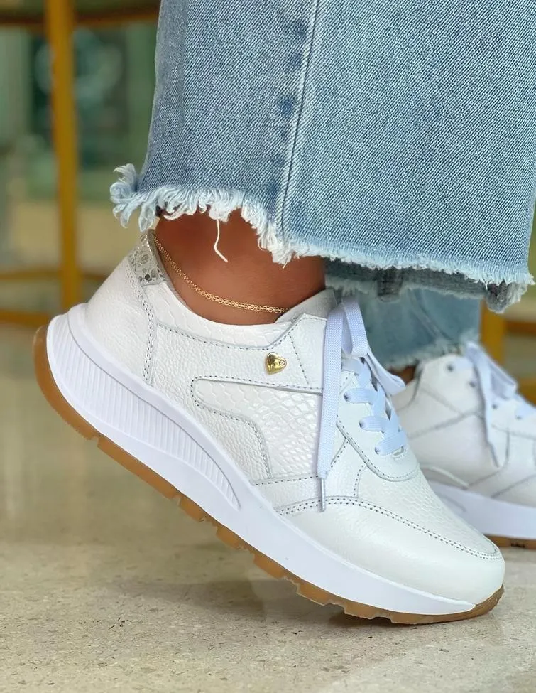 Urban Chic Fusion White Sneakers with Rich Brown Outsole