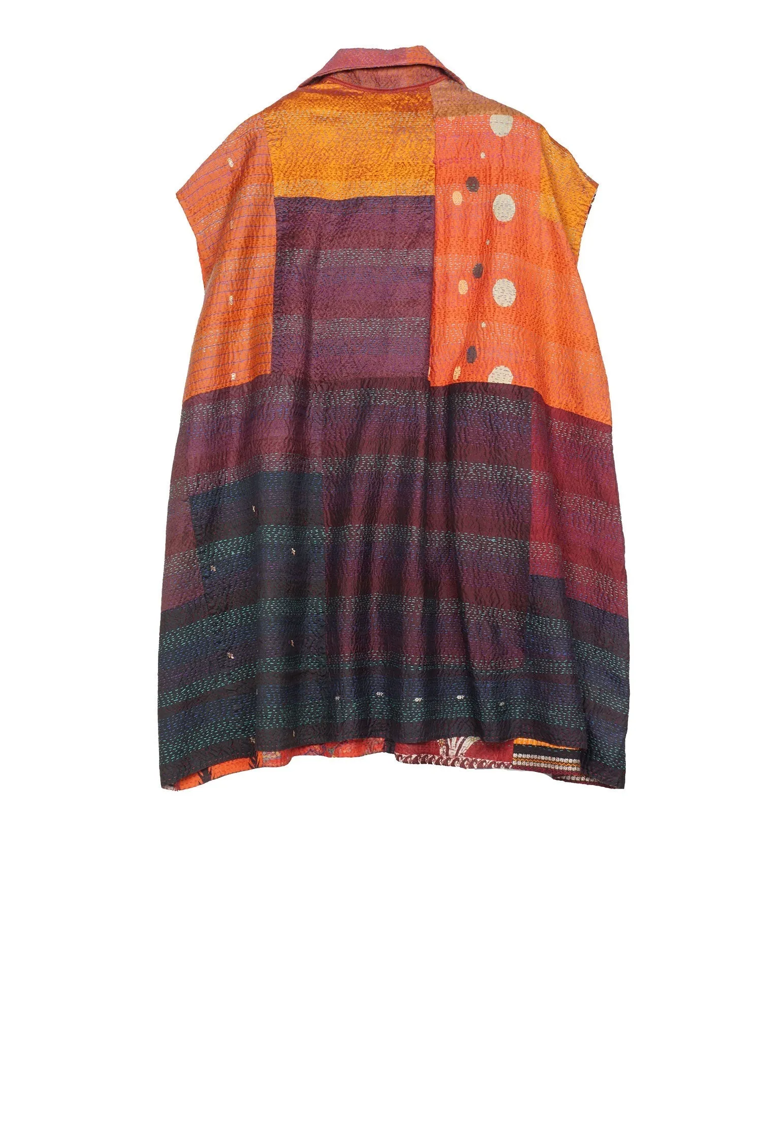 VINTAGE SILK PATCH KANTHA SHIRT DRESS - vp2426-org -