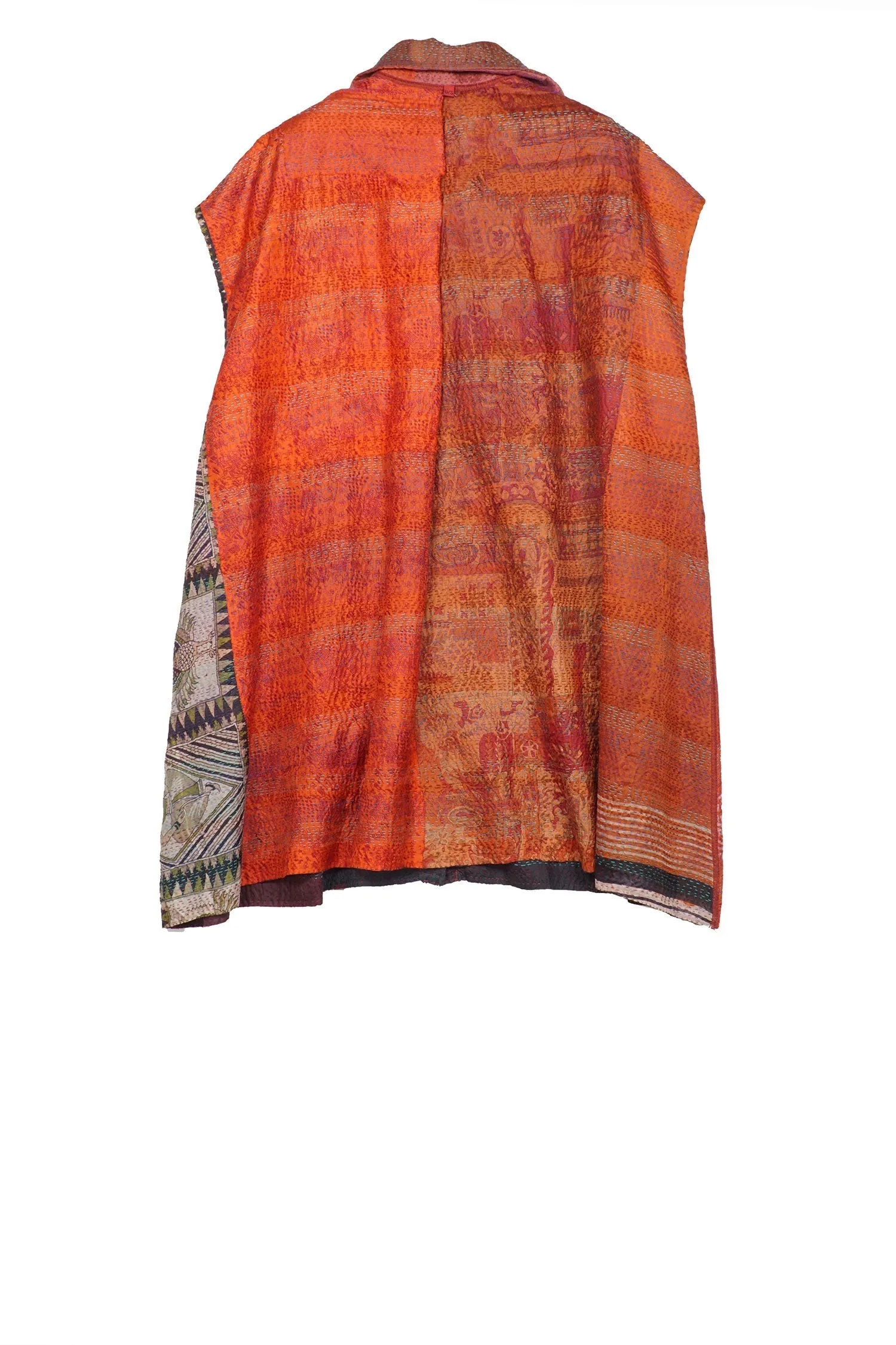 VINTAGE SILK PATCH KANTHA SHIRT DRESS - vp2426-org -