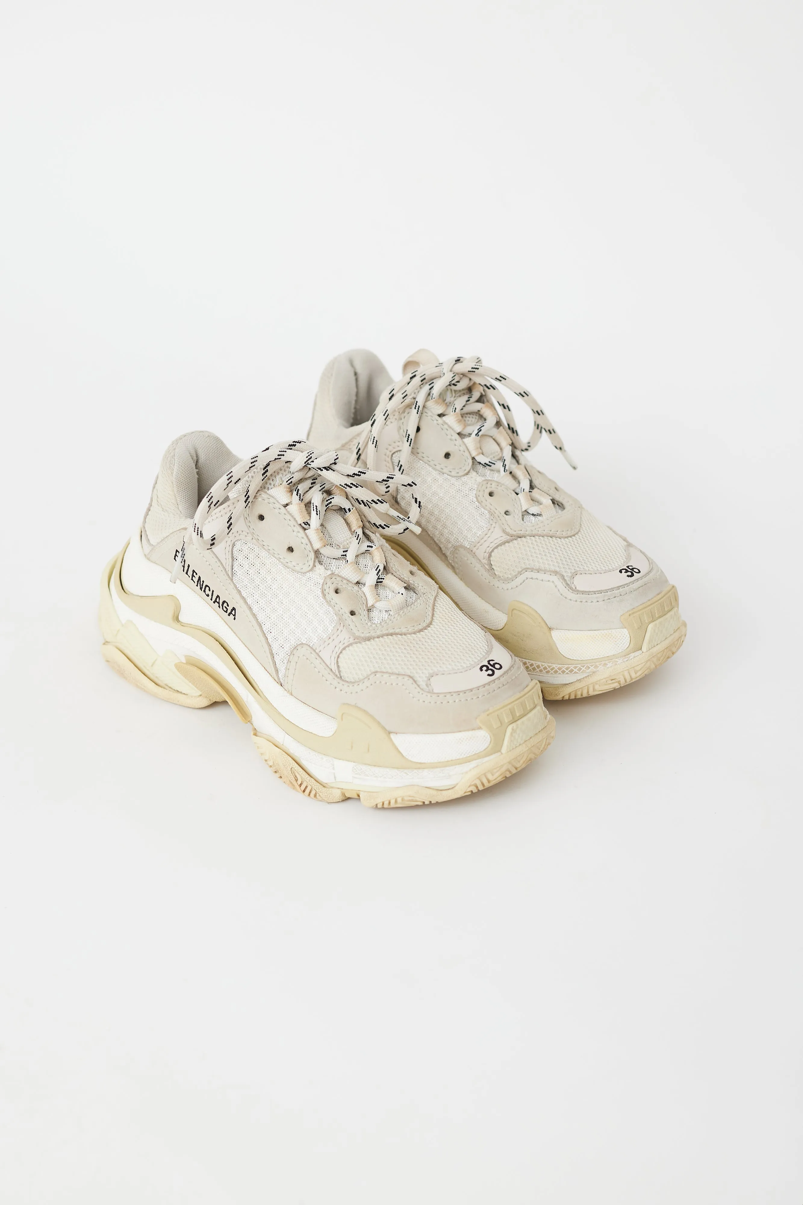 White & Cream Triple S Sneaker