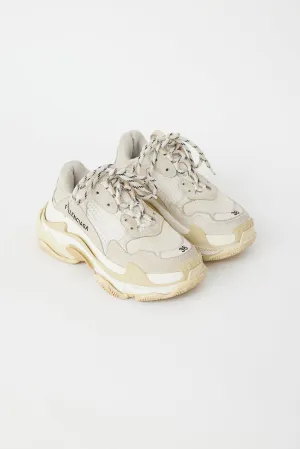 White & Cream Triple S Sneaker