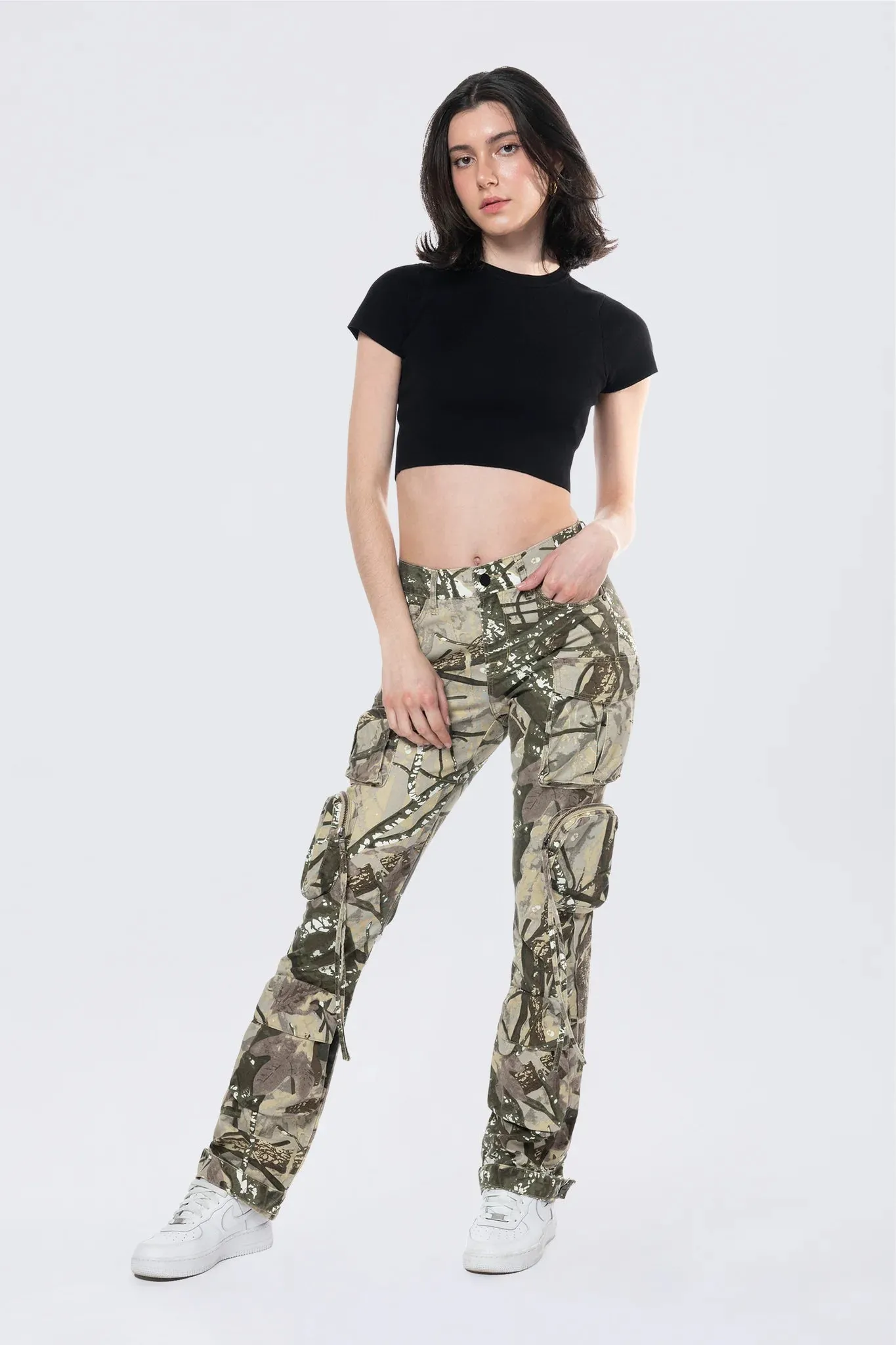 Women's Smoke Rise Utility Cargo Pants Olive Hunting Camo