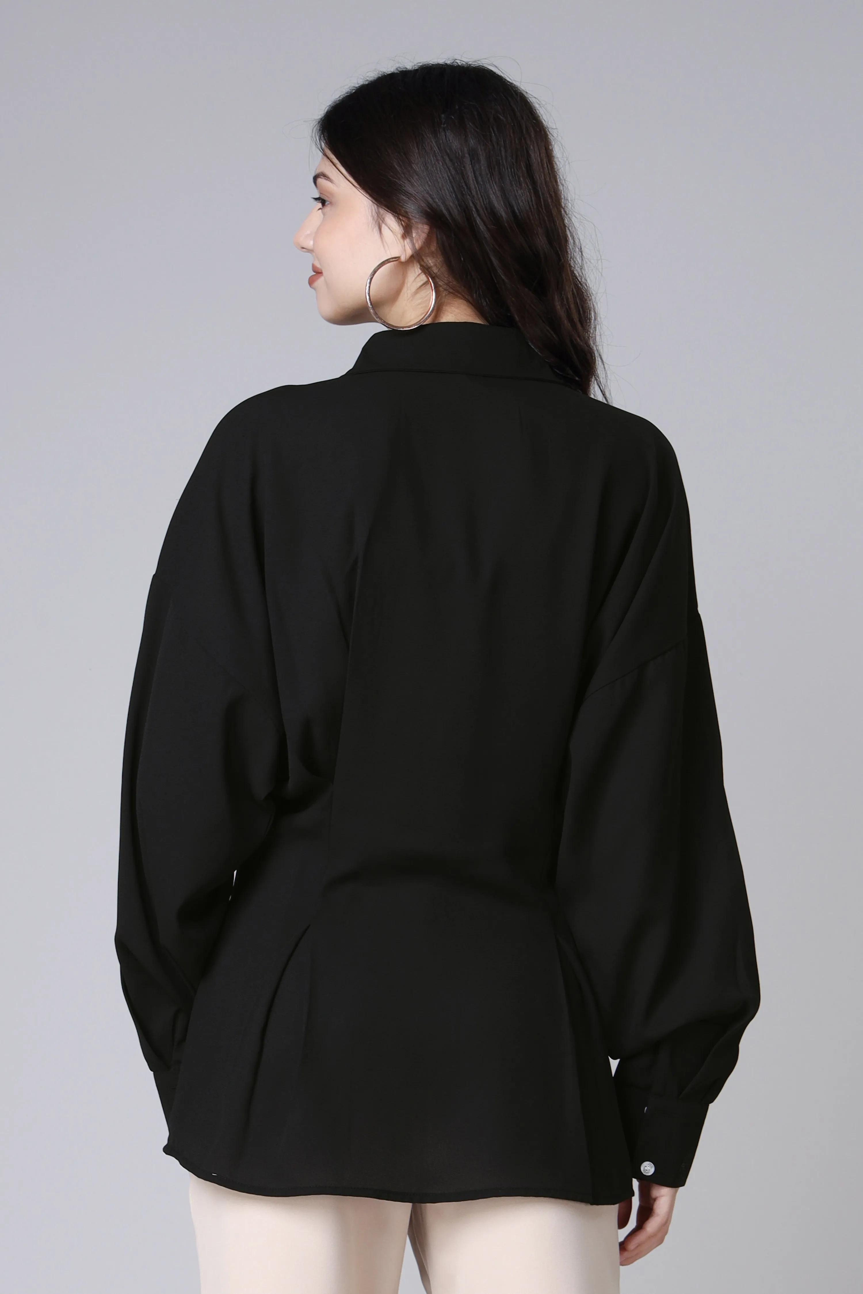 Women's Solid Black Casual Shirt