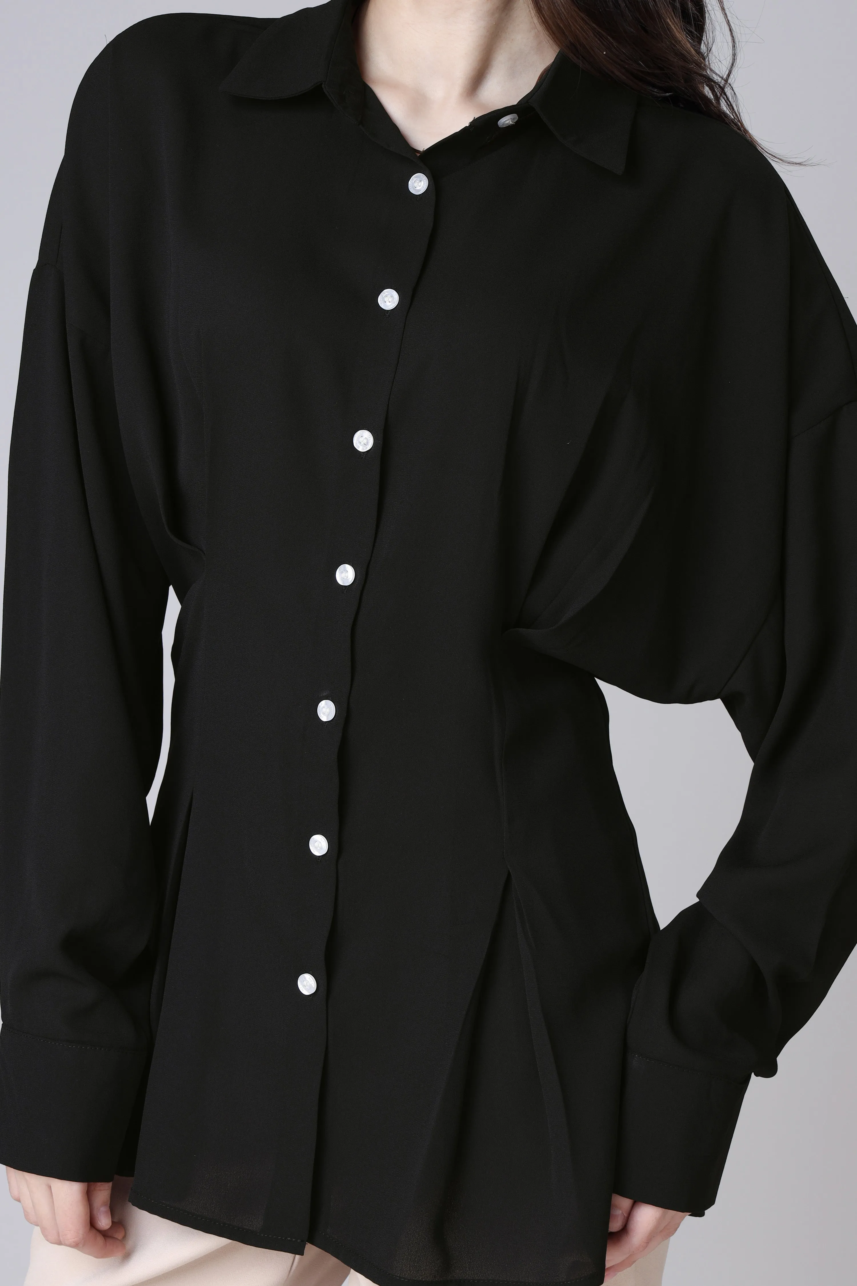 Women's Solid Black Casual Shirt